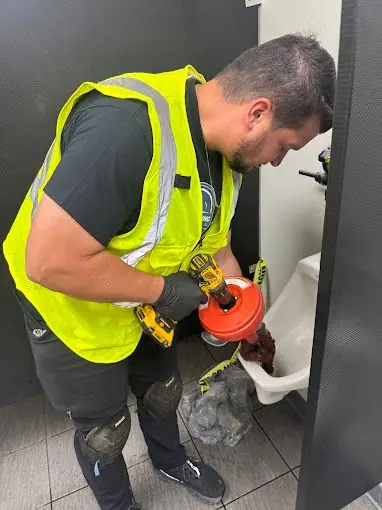 Snaking a commercial restroom line